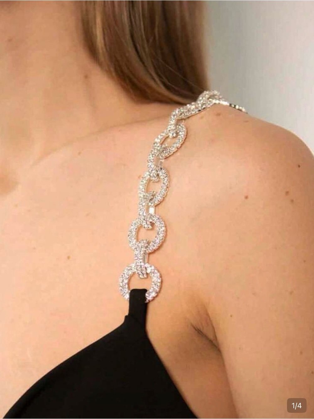 Crystal Link Shoulder Chain Strap - Silver